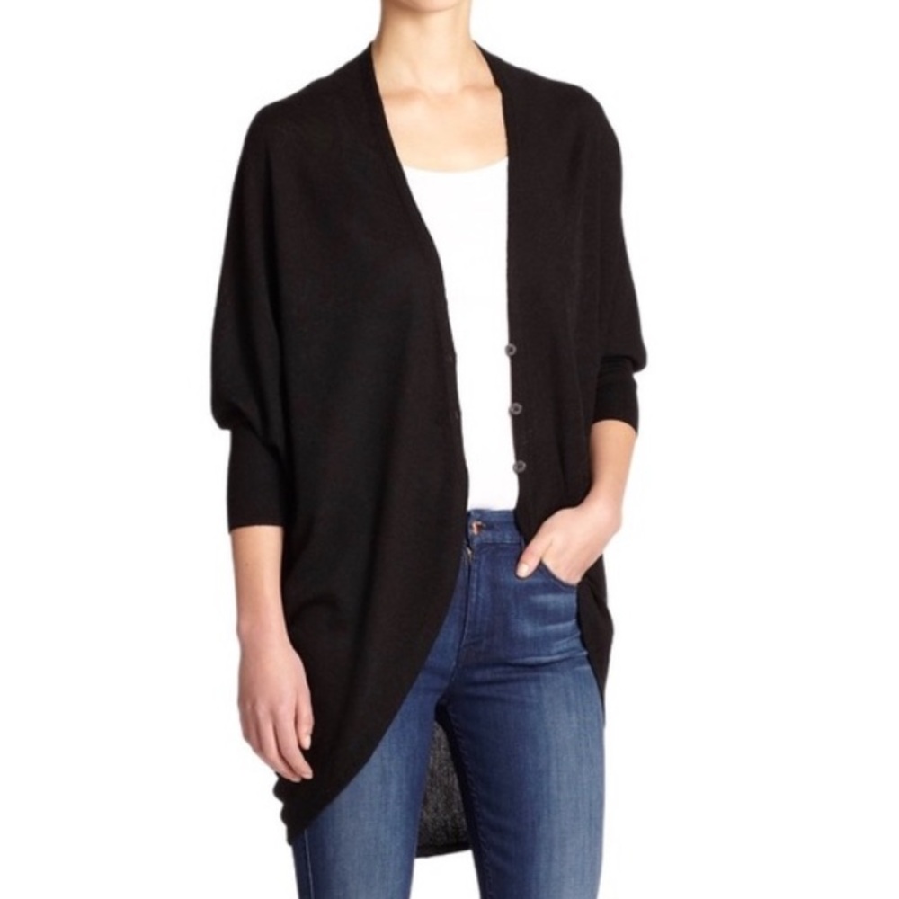 Eileen Fisher Merino Wool Blend Cocoon Cardigan Fine Knit Half Sleeve X-Small